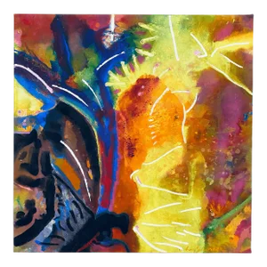 Late 20th Century "Power Play #1" Charles Schorre Abstract Colorfield Painting on Canvas