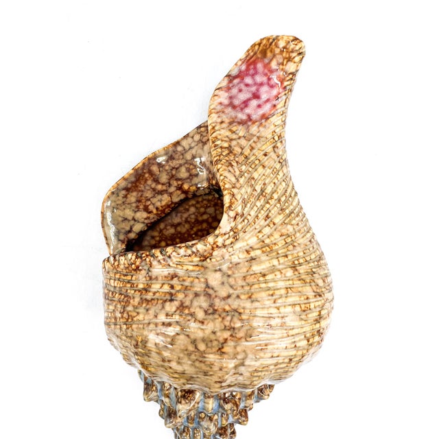 20th C. Ceramic Conch Shell Wall Pocket Planters – A Pair – Coastal / Beach Cottage For Sale - Image 9 of 10
