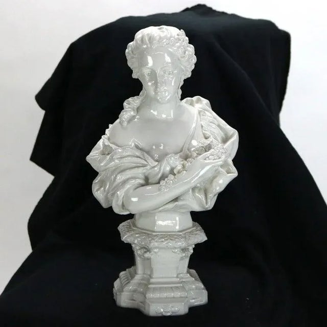 White Antique Blanc De Chine Classical Pottery Bust of a Woman Signed C1890 For Sale - Image 8 of 18