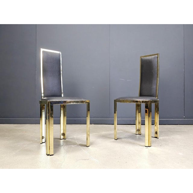 Vintage French Dining Chairs in Brass, 1970s, Set of 6 For Sale - Image 4 of 13