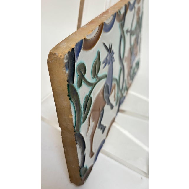 Ceramic Ramos Rejano Seville Azulejo Hispano-Moresque Tile With Unicorn and Centaur For Sale - Image 7 of 12