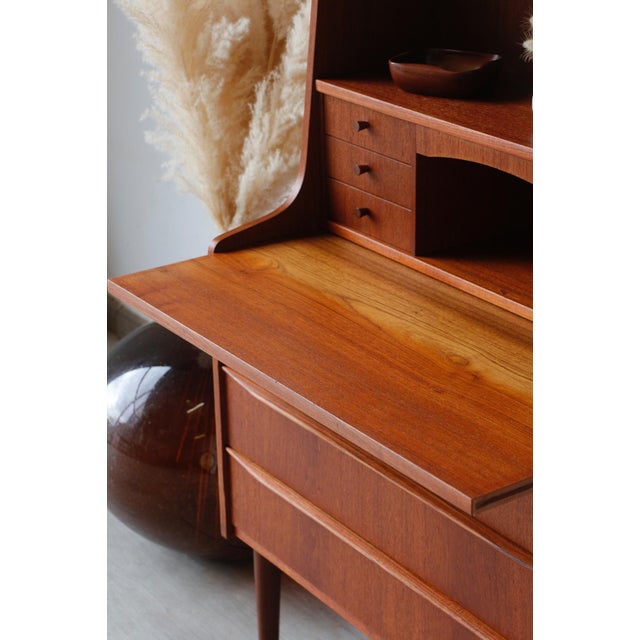 Mid-Century Modern Vintage Scandinavian Teak Secretary, Denmark, 1960s For Sale - Image 3 of 18
