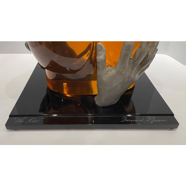 Plastic Mid 20th Century Bernard Pfreim, "The Kiss", Amber Acrylic Sculpture For Sale - Image 7 of 8