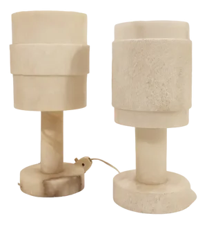 French Alabaster Table Lamps, 1950s, Set of 2