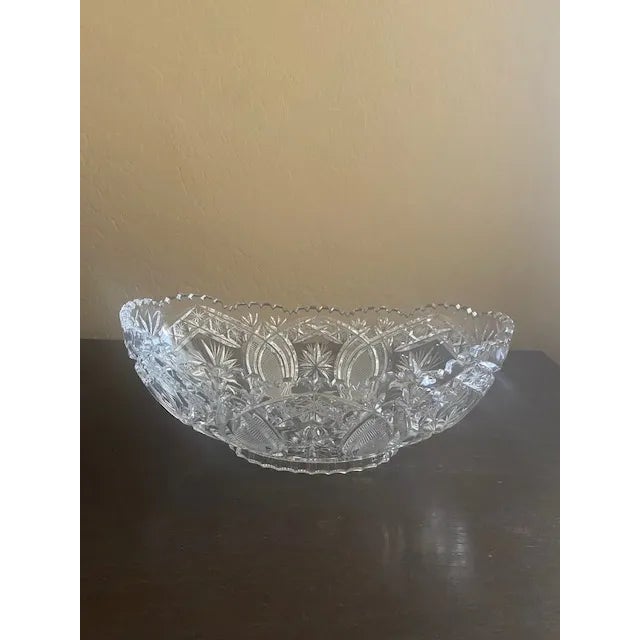 1900 - 1909 Antique Oblong, Cut Glass Fruit Bowl For Sale - Image 5 of 5
