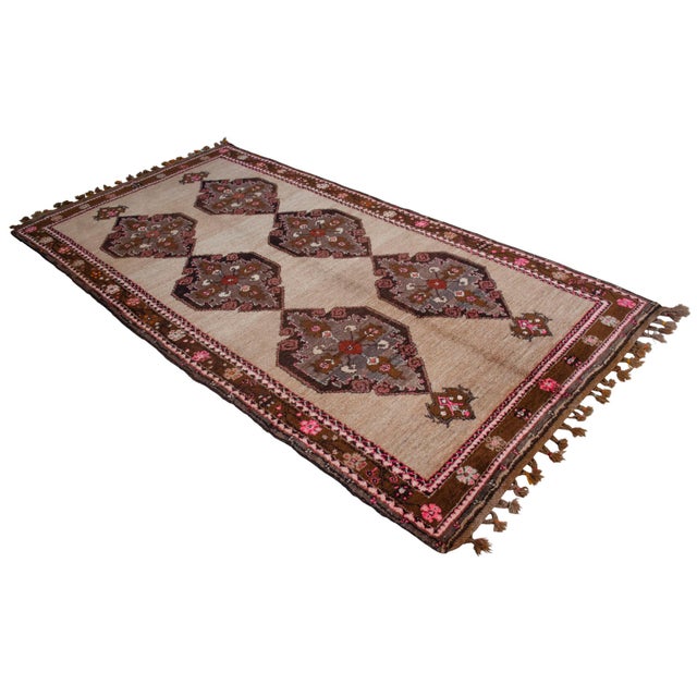 Authentic Vintage Turkish Rug: Camel Wool Large Runner With Natural Dyes For Sale - Image 4 of 12