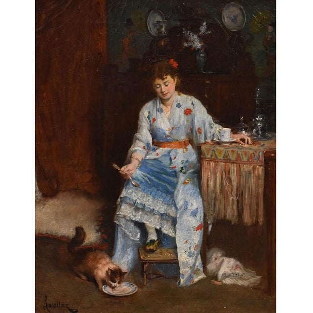 Gustave François Lasellaz, Interior Scene, 1800s, Oil on Canvas, Framed For Sale - Image 3 of 12