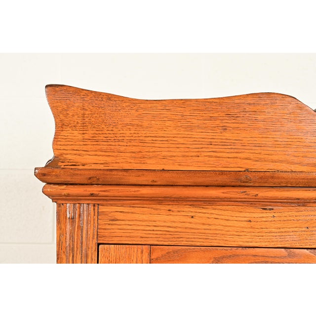 Antique Victorian Carved Oak Glass Front Bookcase or Dining Cabinet, Circa 1900 For Sale - Image 9 of 17