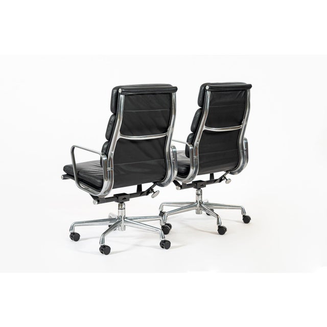 Black Pair 2001 Authentic Eames Herman Miller Tall Black Leather Office Chairs For Sale - Image 8 of 15