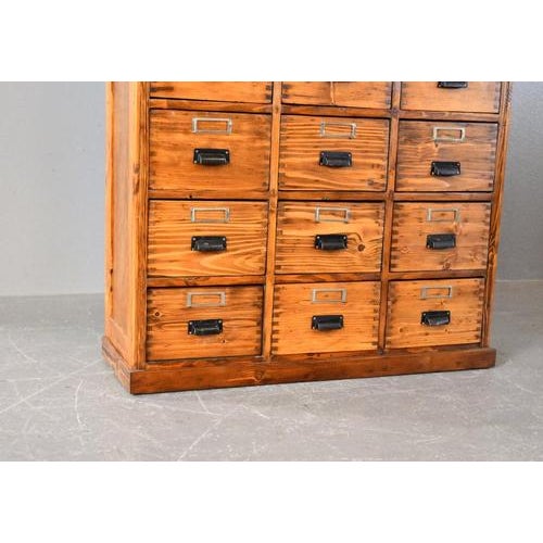 Bank of Pine Workshop Drawers, 1940s For Sale - Image 4 of 13