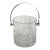 Vintage 1970s Silver Plate and Crystal Ice Bucket, Diamond Pattern, Swinging Handle For Sale