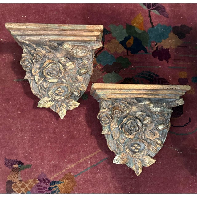 Gold Late 20th Century Newly Painted Pair of Bespoke Gold Gilt "Bird & Nest" Sconces by Turtle and Crane For Sale - Image 8 of 9