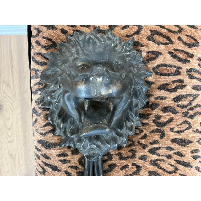 Antique Iron Lion's Head Sconces - A Pair For Sale - Image 4 of 9