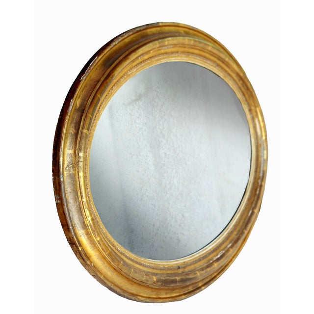 American 20th Century, Antique Oval Giltwood Mirror W/Original Glass For Sale - Image 3 of 11