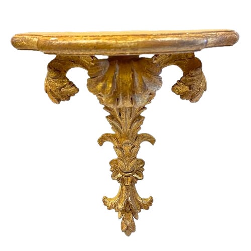 Pair Vintage Gilt Acanthus Leaf Wall Shelves For Sale - Image 4 of 8