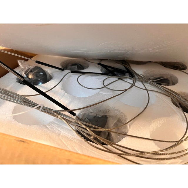 Glass 12-Light Black Mid Century Modern Globe Dangle Milky White Glass Pendant Chandelier - New in the Box For Sale - Image 7 of 7