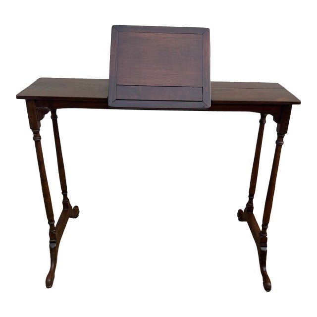 Early 20th Century English George III Mahogany Reading or Music Table With Trestle Base For Sale
