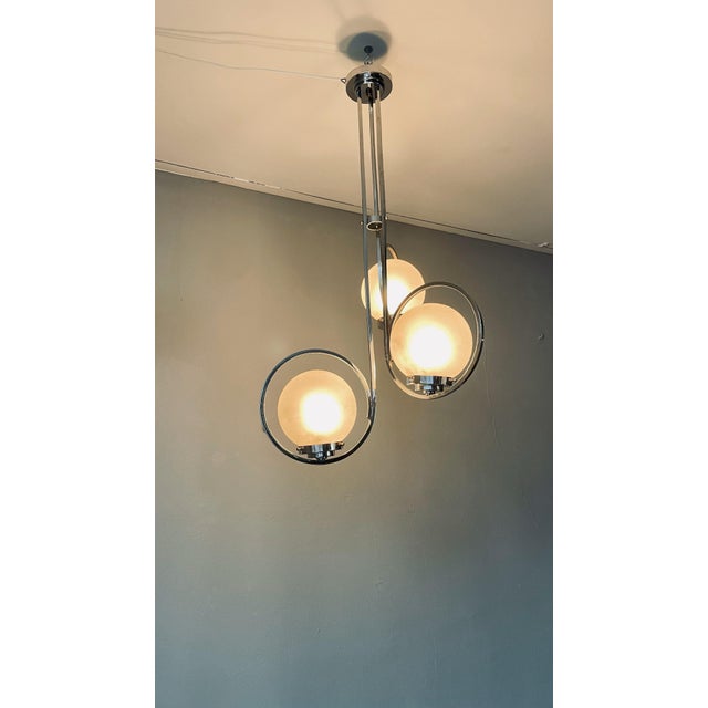 Art Deco Silver Ceiling Lamp with Three Sphere Shades For Sale - Image 17 of 18