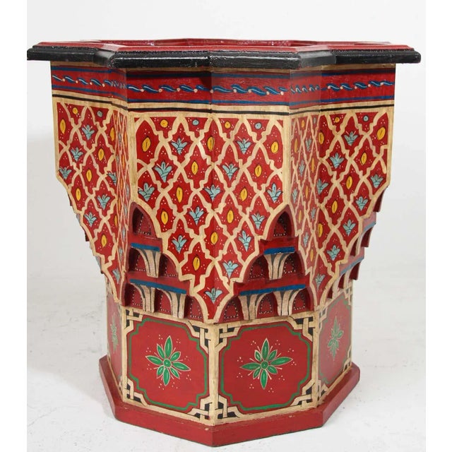 Moroccan Moorish Hand-Painted Polychrome Star Side Table, Circa 1950 For Sale - Image 12 of 13