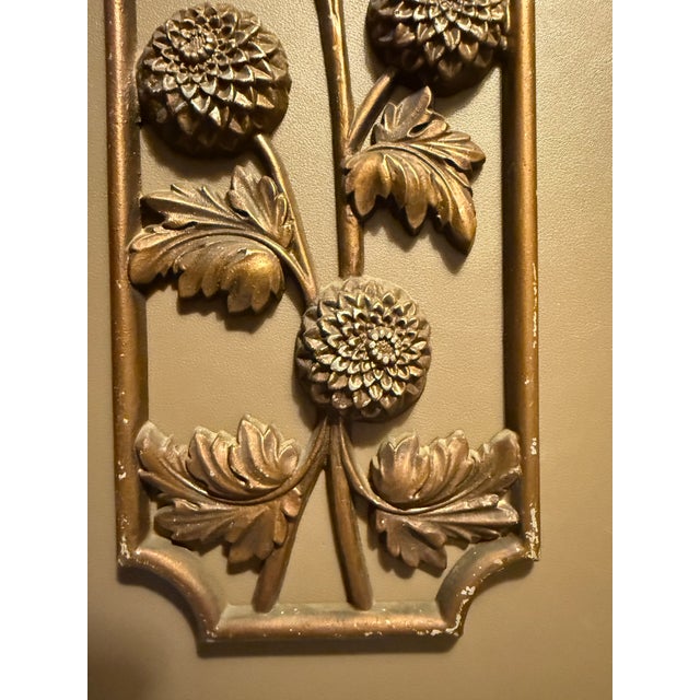 Metal Mid 20th Century Set of Four 20" Hollywood Regency Gilt Botanical Wall Plaques by Sexton For Sale - Image 7 of 12