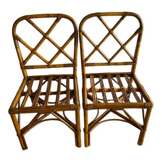 Antique English Burnt Bamboo Chairs, Pair For Sale