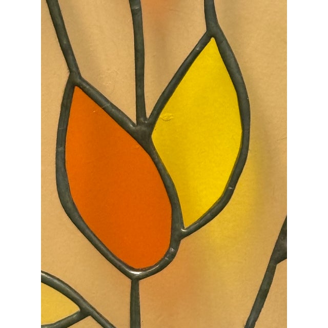 Tori Framed Stained Glass Wood Panel With Leaves, Vintage For Sale - Image 10 of 12