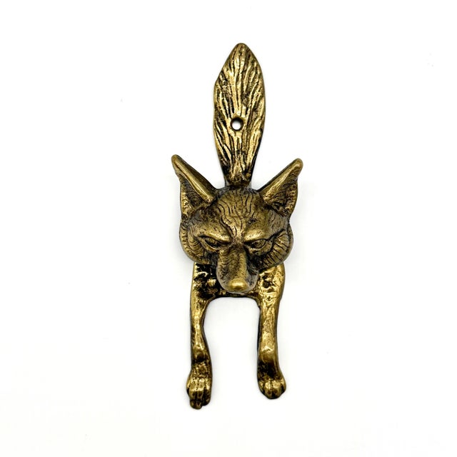 Brass 1930s English Brass Fox Door Knocker For Sale - Image 8 of 8