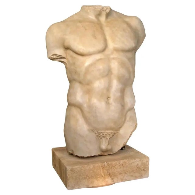 Early 20th Century Italian Torso Carrara Marble For Sale - Image 6 of 6