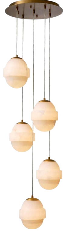 Ceiling Light in Brass Finish and Alabaster Spheres by Rug&Kilim