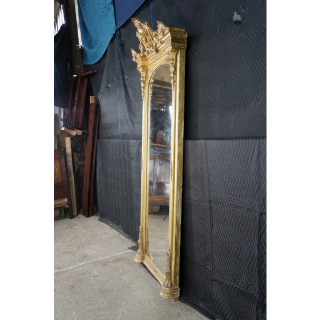 Monumental Antique Renaissance Revival Neo-Grec Giltwood Carved Pier Mirror 88" For Sale - Image 12 of 18