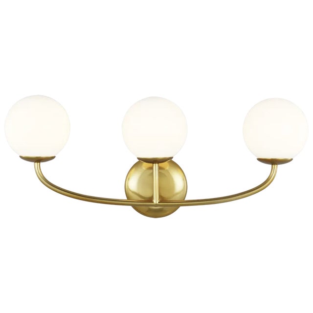 Contemporary AERIN By Visual Comfort Studio Galassia 3-Light Vanity Fixture in Burnished Brass For Sale - Image 3 of 3