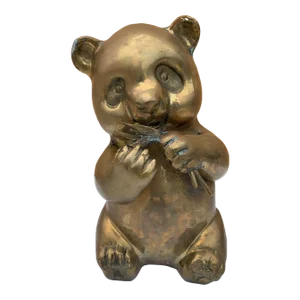 Mid-Century Modern Brass Panda Statue Figurine