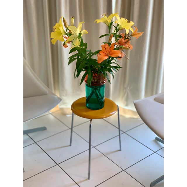 Wood Vintage Yellow Dot Stool by Arne Jacobsen for Fritz Hansen, 1970s For Sale - Image 7 of 8