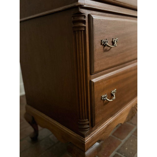 Circa 1940 Queen Anne–Style Mahogany Highboy Chest With 7 Dovetailed Drawers, Refinished For Sale - Image 10 of 12