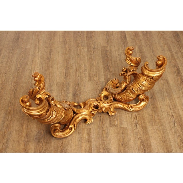 Rococo Italian Rococo Style Carved Gilt Wood Coffee Table Base For Sale - Image 3 of 13