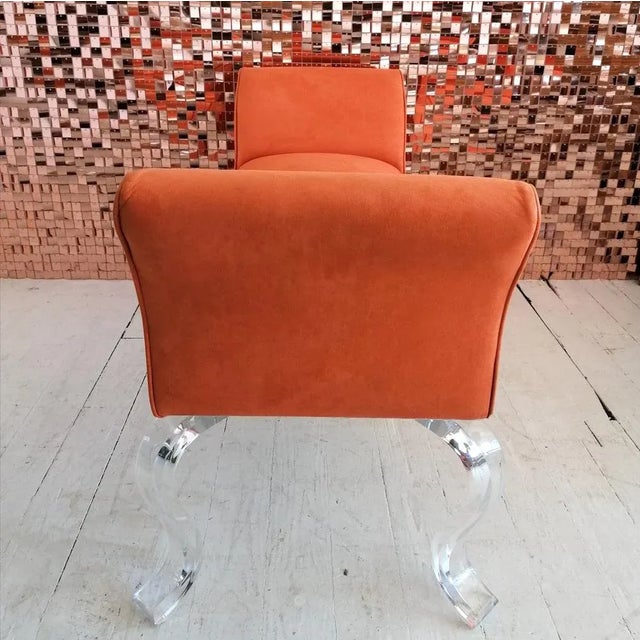 Large Vintage Postmodern Bench with Curved Acrylic Glass Legs by Shlomi Haziza, USA, 1980s For Sale - Image 4 of 9