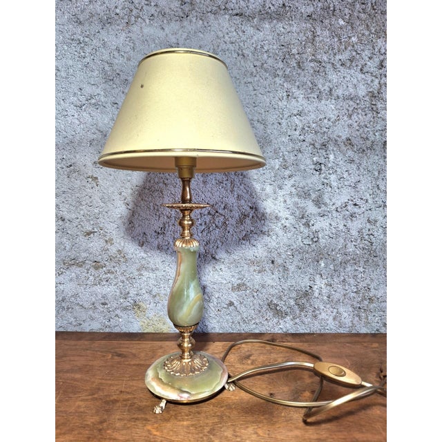 Table Lamp in Green Onyx and Gilt Brass with Acanthus Claws, 1960s For Sale - Image 10 of 10