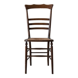 1940s French Wood Dining Chair With Cane Seat For Sale