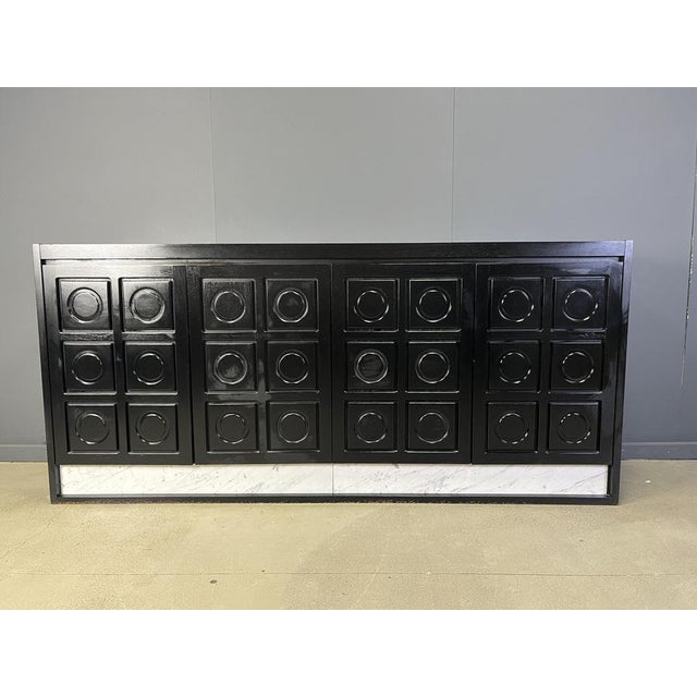 Brutalist Black Credenza, 1970s For Sale - Image 6 of 14
