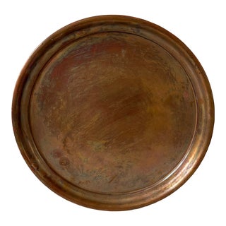 Early 20th Century Hand-Forged Decorative Copper Tray For Sale
