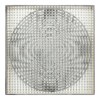 Vintage Mid Century Art Glass Mirror in the Style of Victor Vasarely For Sale