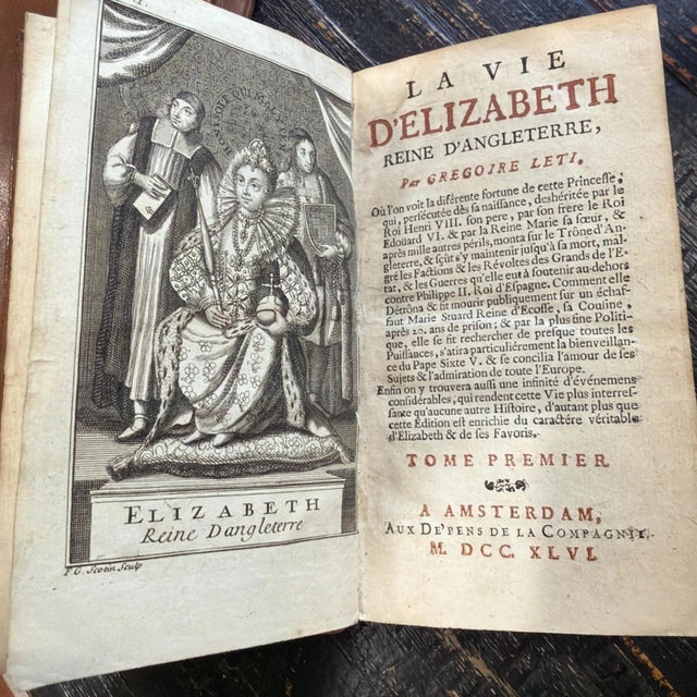 Mid 18th Century La Vie D’Elizabeth Reine D’Angleterre By Grégoire Leti, 2 Vols Publ. 1746 For Sale - Image 5 of 6