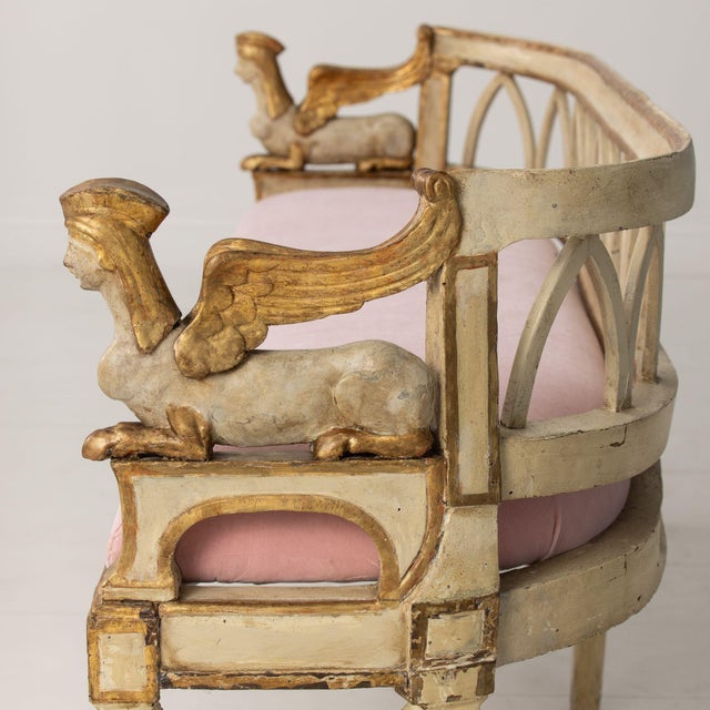 18th C. Italian Neoclassical Sphinx Sofa in Original Paint and Giltwood For Sale - Image 11 of 18