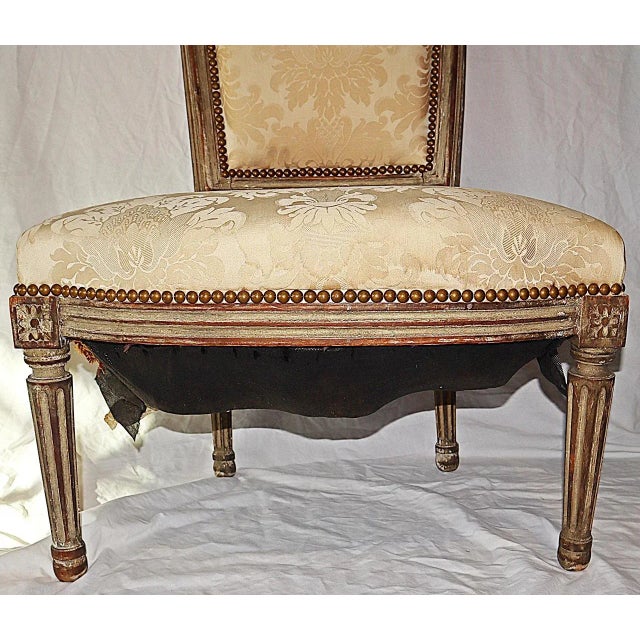 Mid 19th Century Antique French Painted Louis XVI Style Vanity Chair For Sale - Image 5 of 8