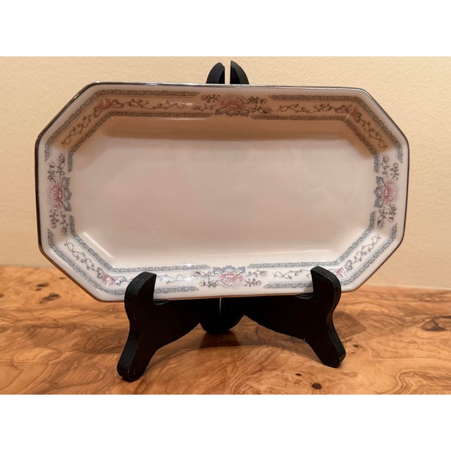 Mid-Century Modern Exquisite Lenox Fine China Charleston Butter Tray Dish Platninum Trim Vintage 1980's For Sale - Image 3 of 12
