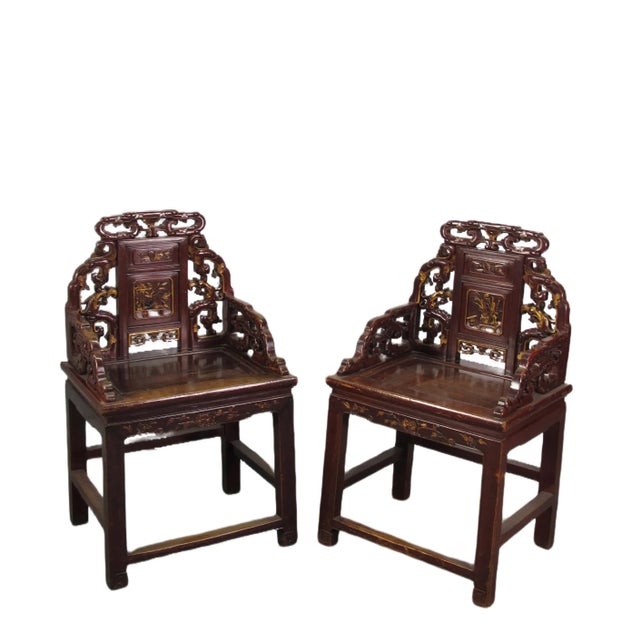 Pair Antique Chinese Taishi Chairs 1 For Sale - Image 4 of 12