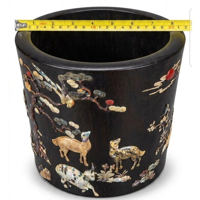 Late 19th Century Chinese Zitan Wood Scroll Pot (Bitong) For Sale - Image 4 of 4