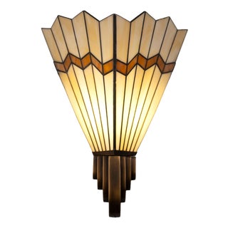 Art Deco Bronze and Opaline Glass Sconce, 1939 For Sale