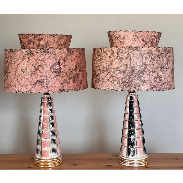 Mid 20th Century MCM Atomic Era Lamps With Shades, Restored - A Pair For Sale - Image 13 of 14