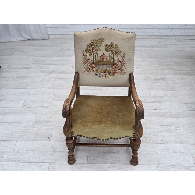 Vintage Danish Highback Armchair in Hand Woven Wool, 1950s For Sale - Image 9 of 18